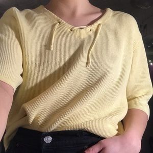 yellow comfy cross-hatch knitted tee